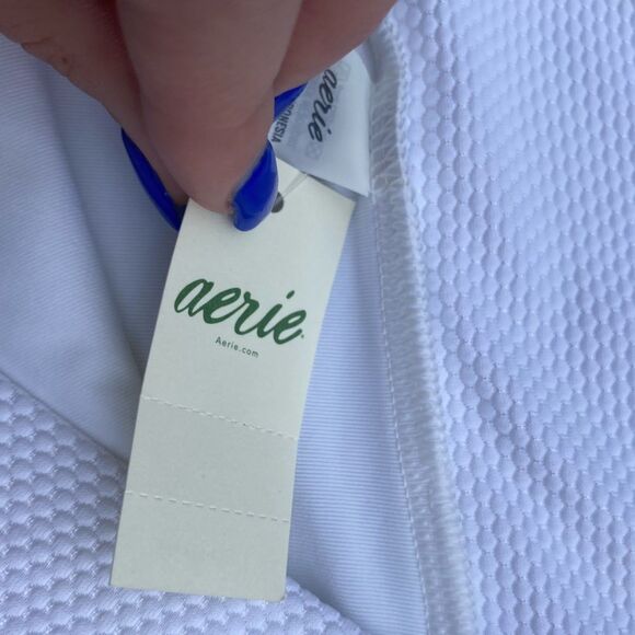 NWT Aerie high cut cheeky white XLribbed texture bikini bottoms swim bathingsuit - Picture 5 of 8